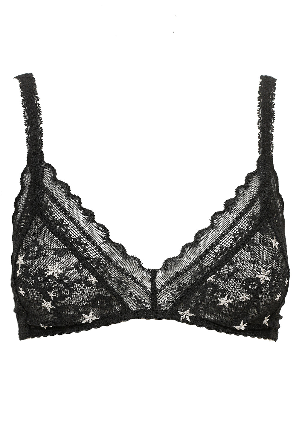 EMBROIDERED STAR LACE BRALETTE