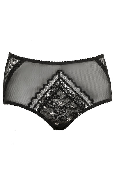 EMBROIDERED STAR HIGH WAISTED LACE BRIEF